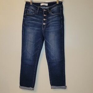 KanCan High Rise Button Fly Cropped Skinny Jeans Dark Wash Size 28
